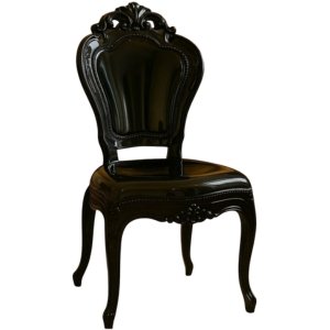 Chaise baroque noire en location pour événement, mariage ou réception